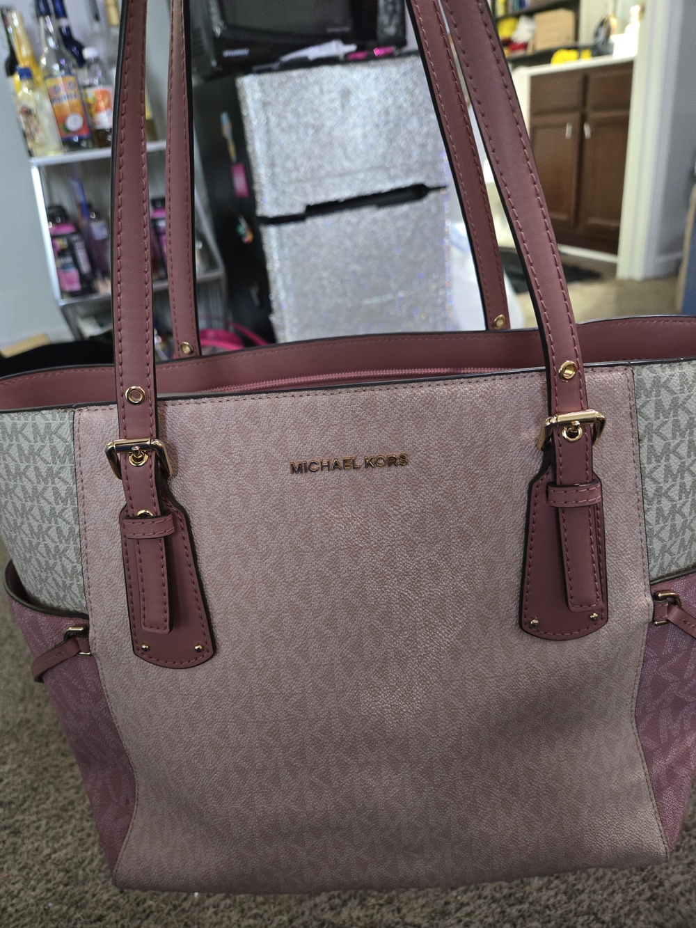 Michael Kors Pink Signature Tote Bag - Picture 3 of 6